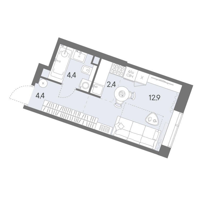 Студия 24,1 м²