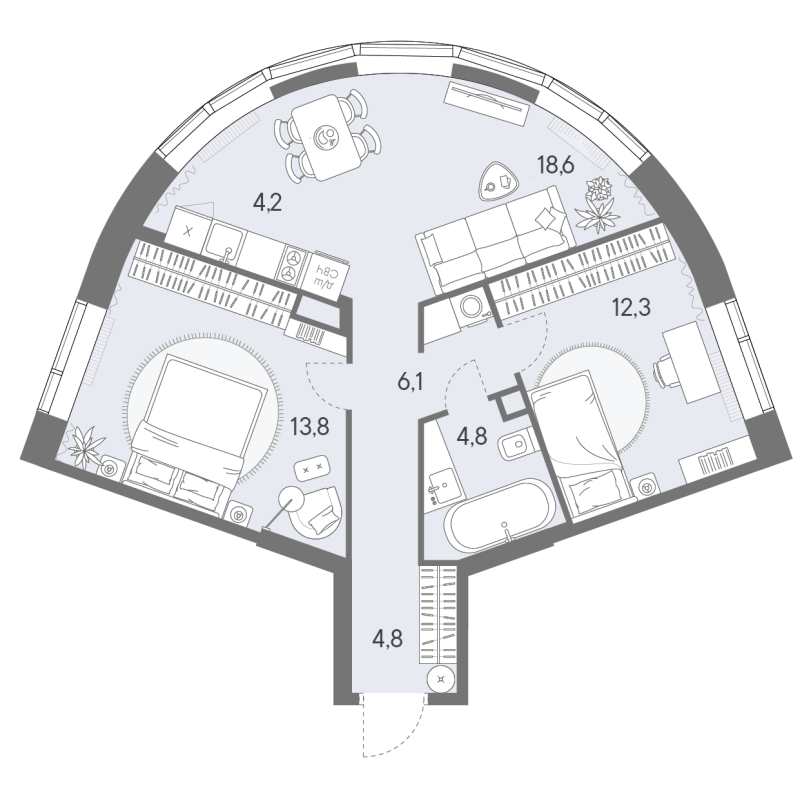 3 ккв (Евро) 64,6 м²