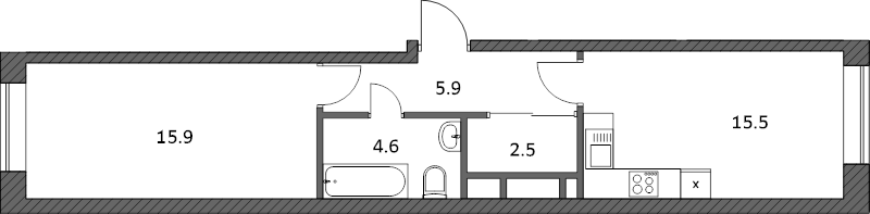 1 ккв 44,4 м²