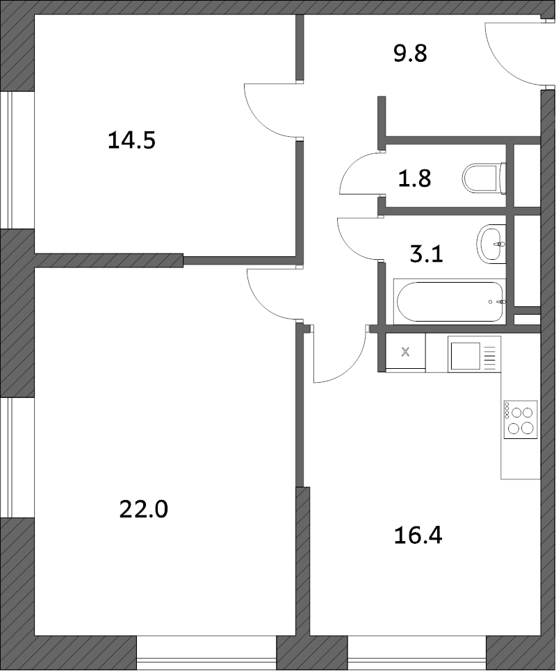 3 ккв (Евро) 67,6 м²