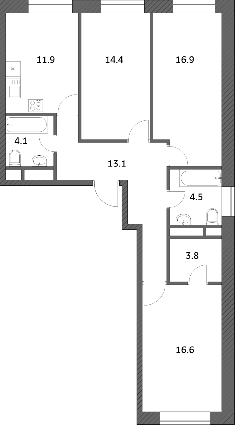 3 ккв 85,1 м²