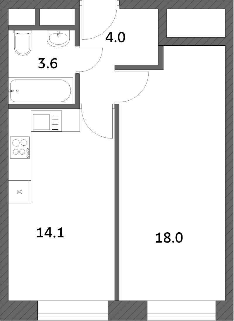 1 ккв 39,7 м²