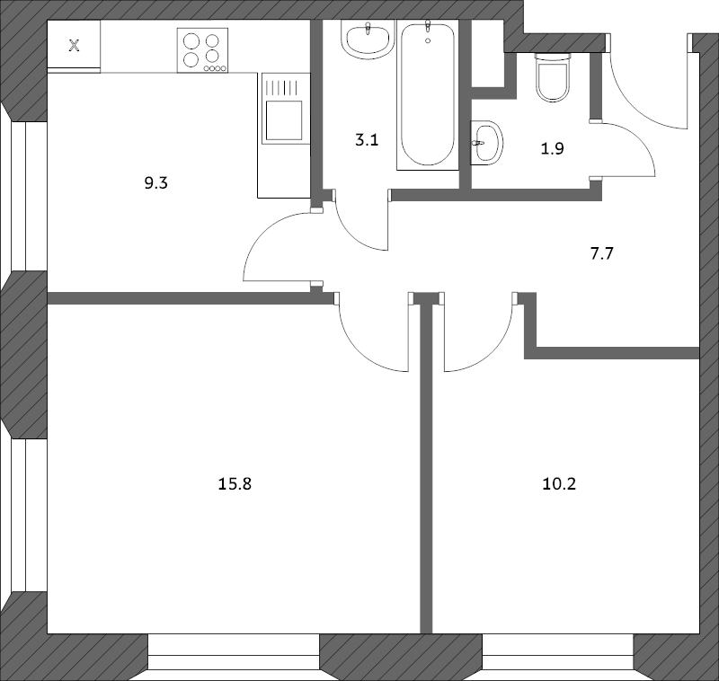 3 ккв 86,7 м²