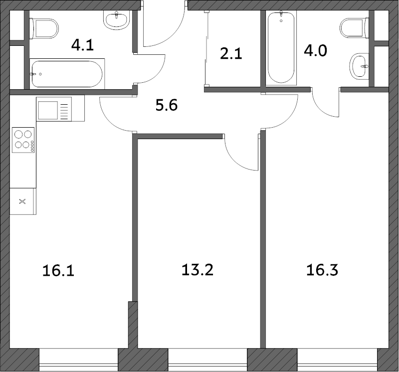 3 ккв (Евро) 61,3 м²