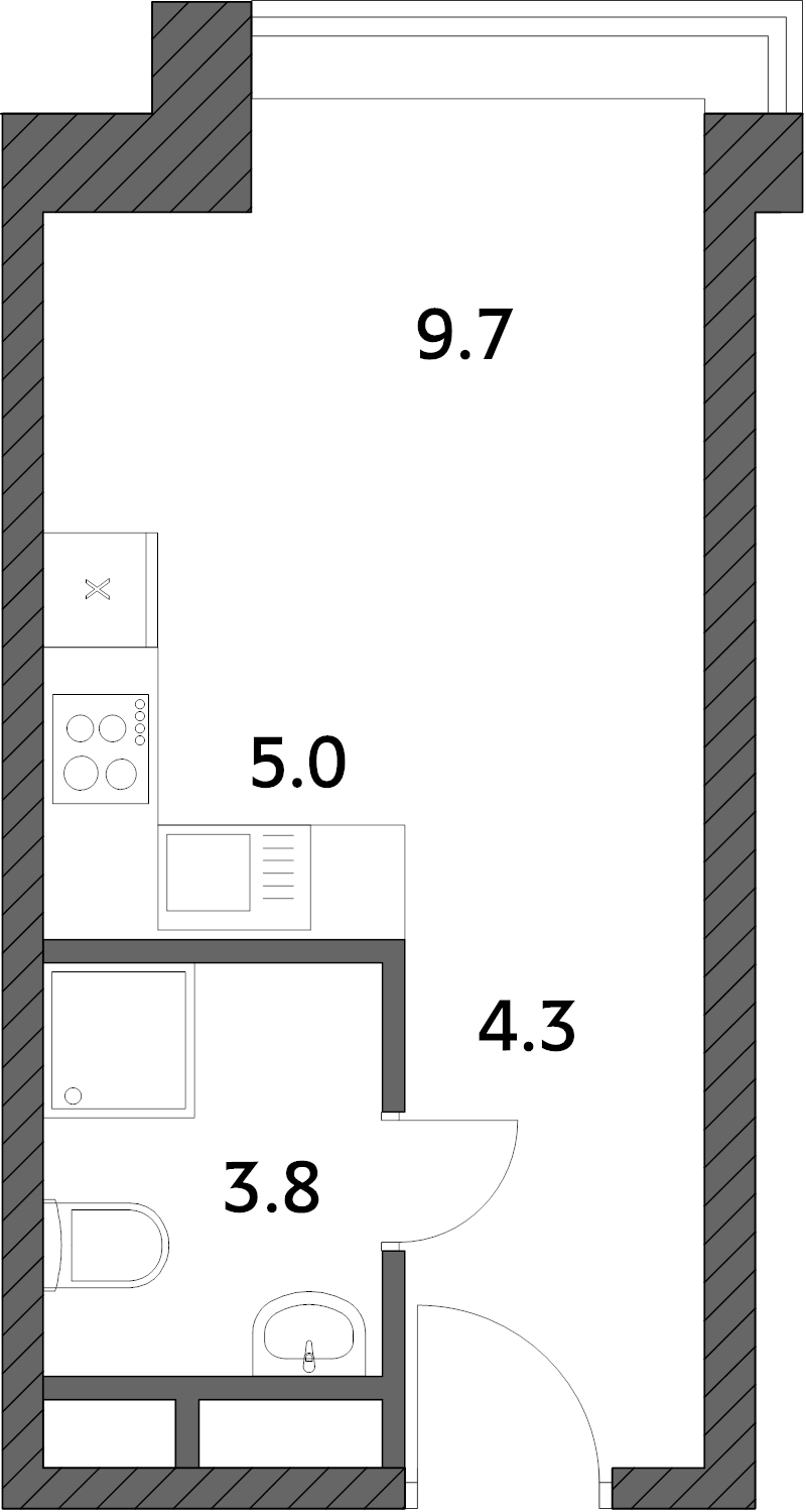 Студия 22,8 м²