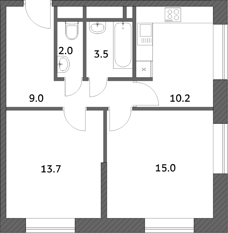 2 ккв 53,4 м²