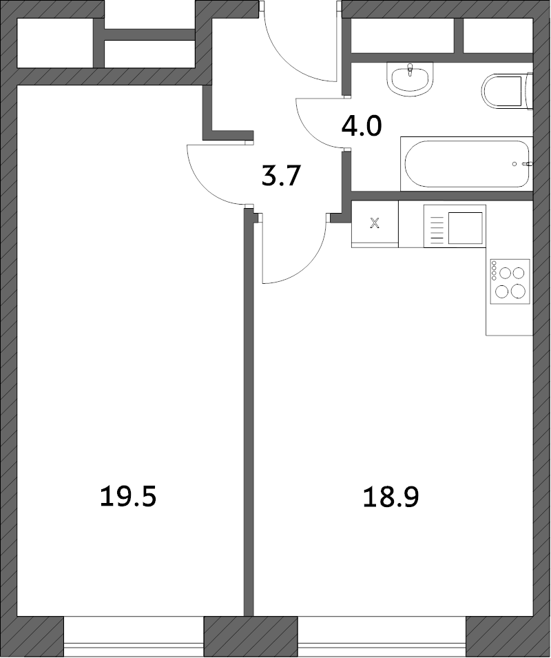 2 ккв (Евро) 46 м²