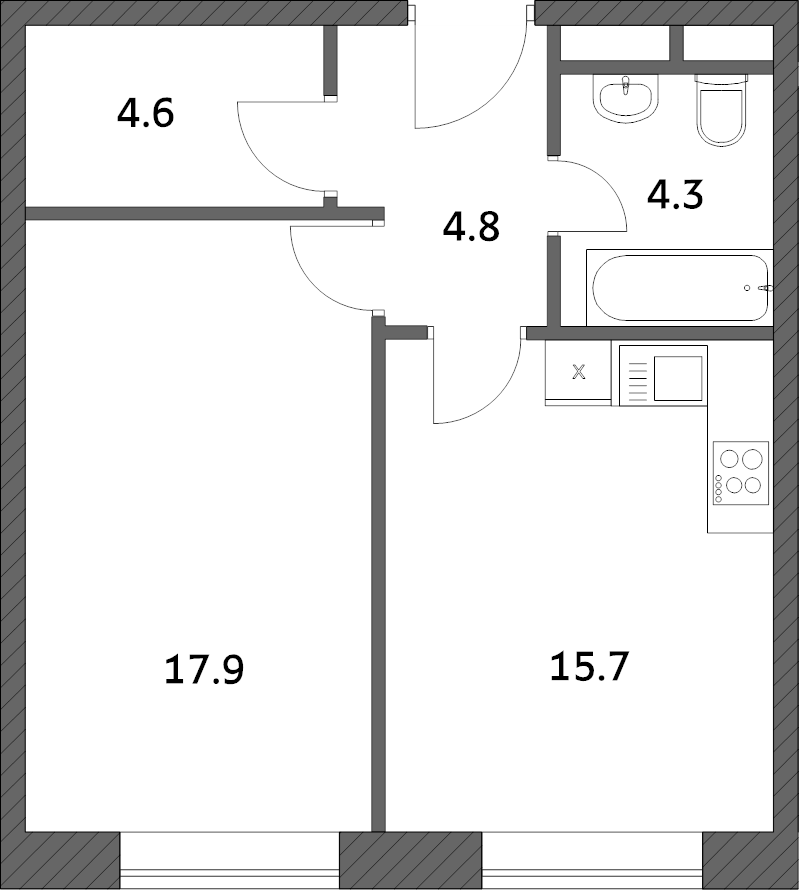 2 ккв (Евро) 47,2 м²