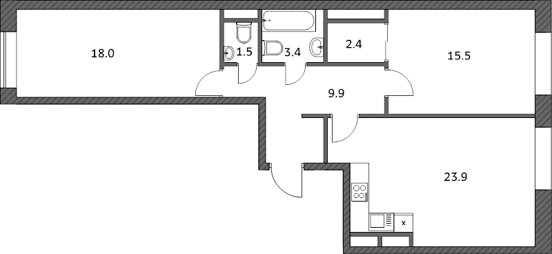 3 ккв (Евро) 74,5 м²