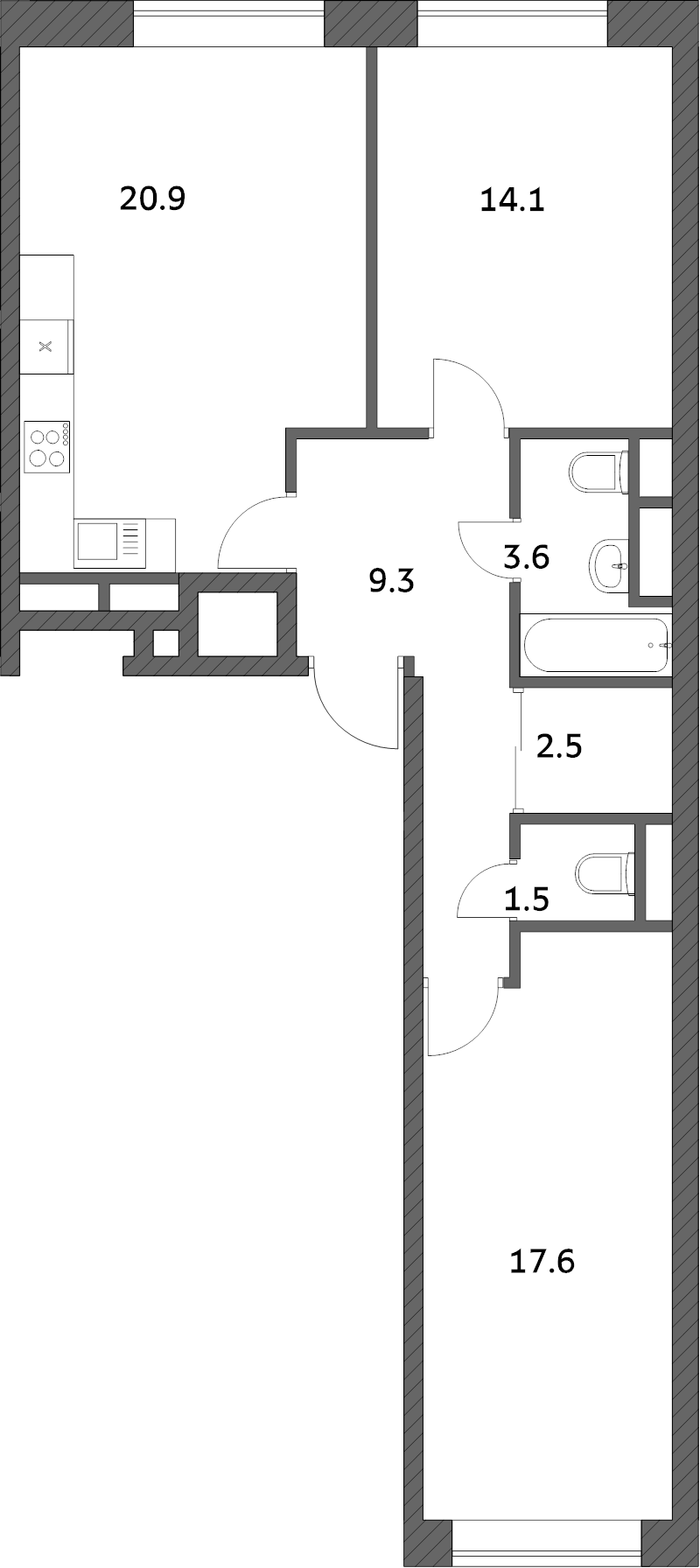 3 ккв (Евро) 69,5 м²