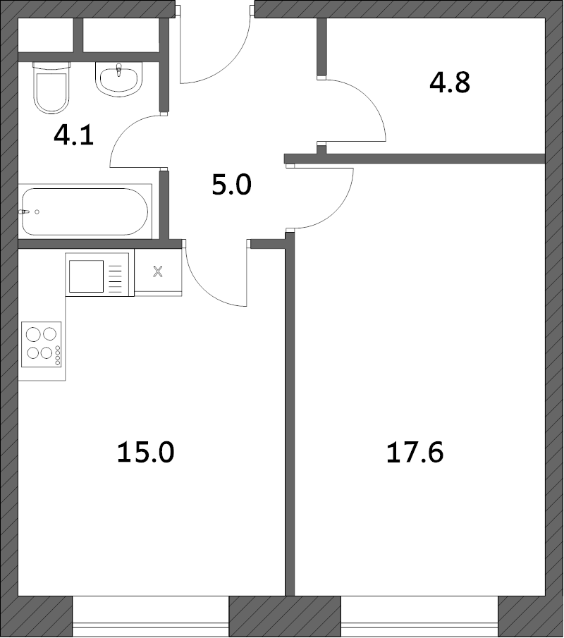2 ккв (Евро) 46,5 м²