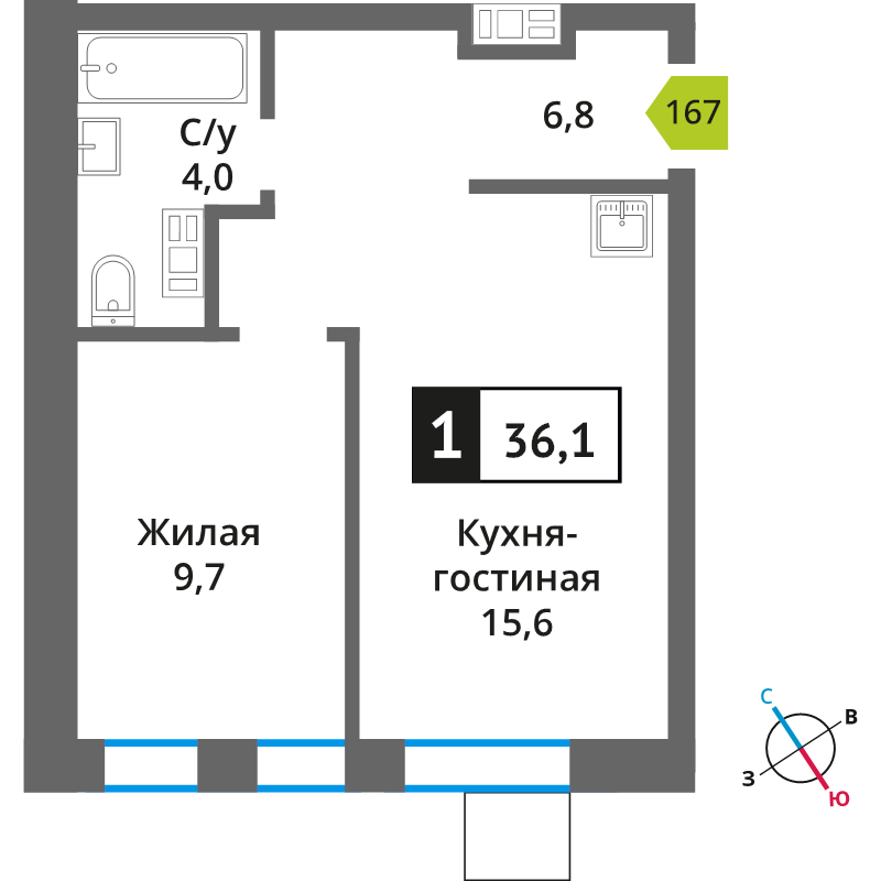 2 ккв (Евро) 36,1 м²
