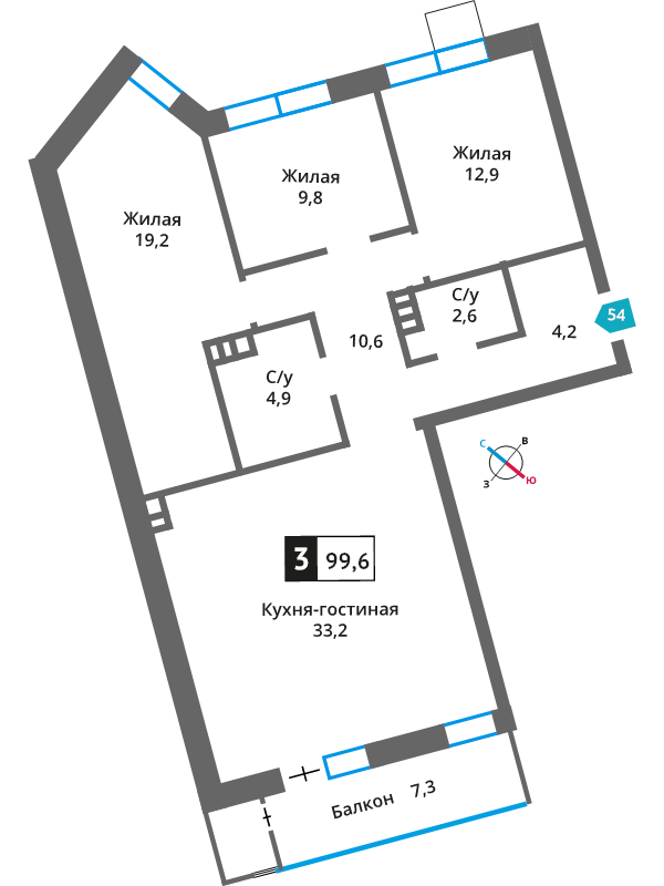4 ккв (Евро) 97,6 м²