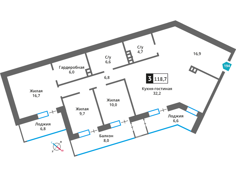 4 ккв (Евро) 109,7 м²