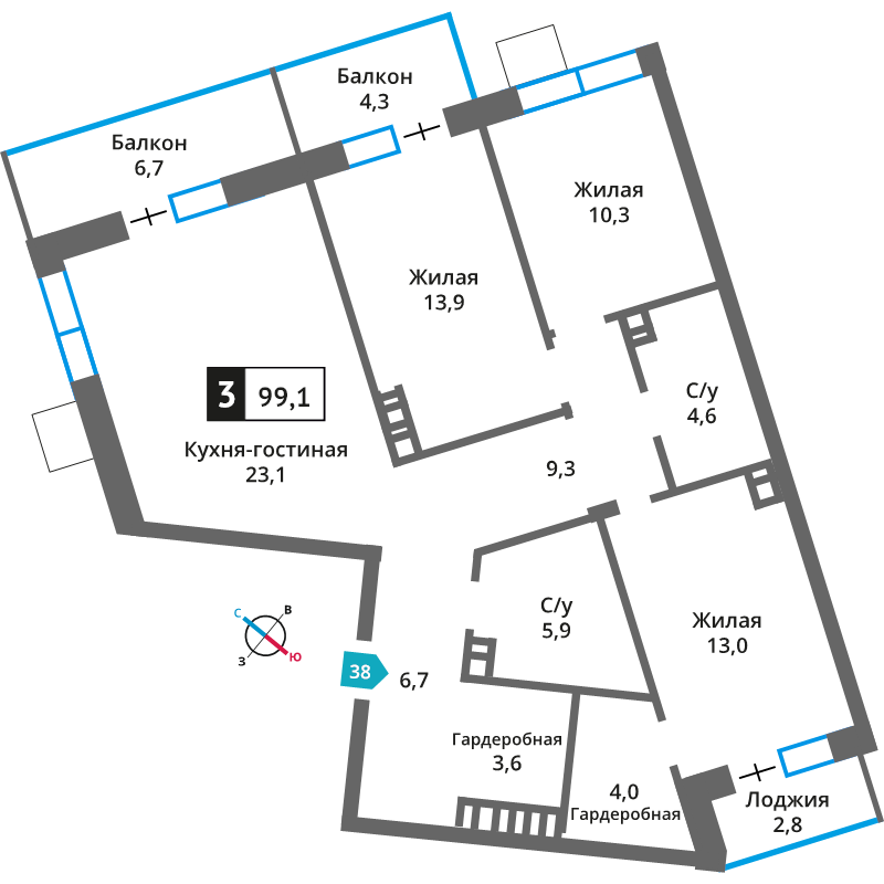 4 ккв (Евро) 94,5 м²