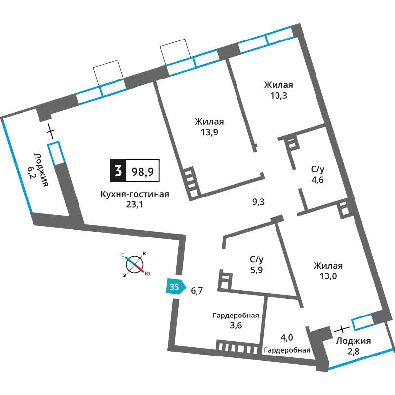 4 ккв (Евро) 94,5 м²