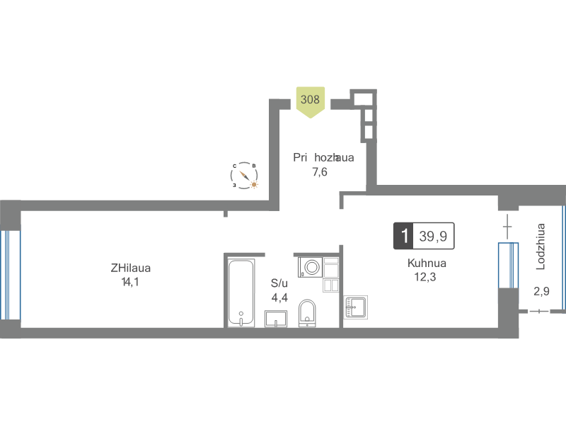1 ккв 39,9 м²