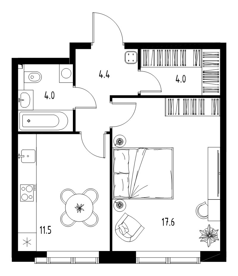 1 ккв 41,4 м²