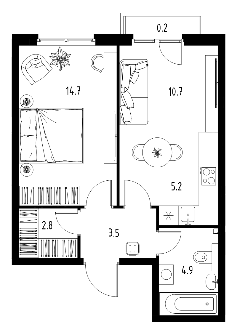 2 ккв (Евро) 41,9 м²