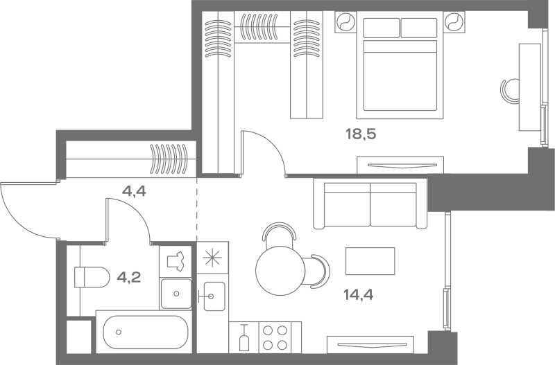 1 ккв 41,5 м²