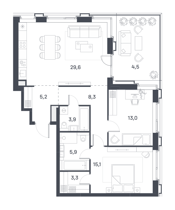 3 ккв (Евро) 87,6 м²