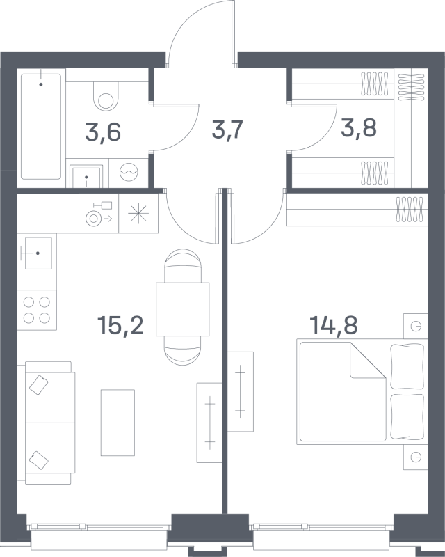 2 ккв (Евро) 41,1 м²