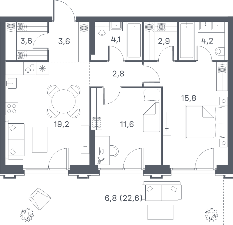 3 ккв (Евро) 74,6 м²