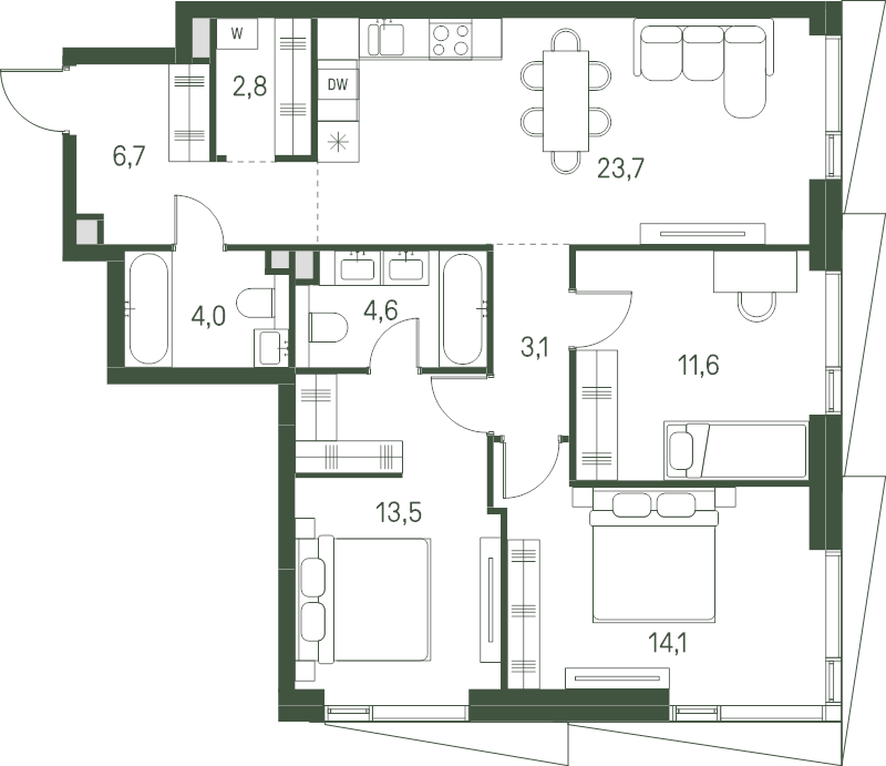 4 ккв (Евро) 84,2 м²