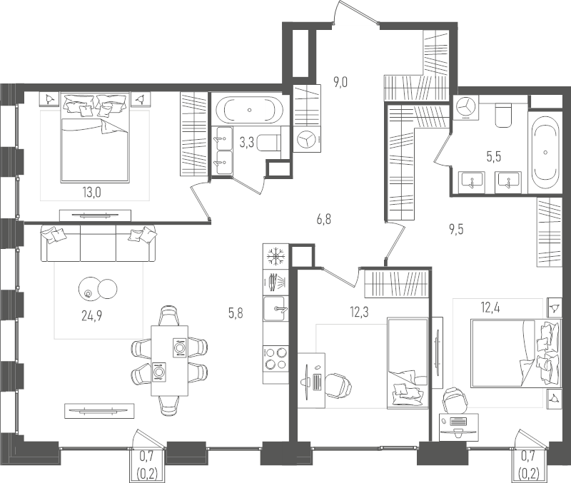 4 ккв (Евро) 102,9 м²