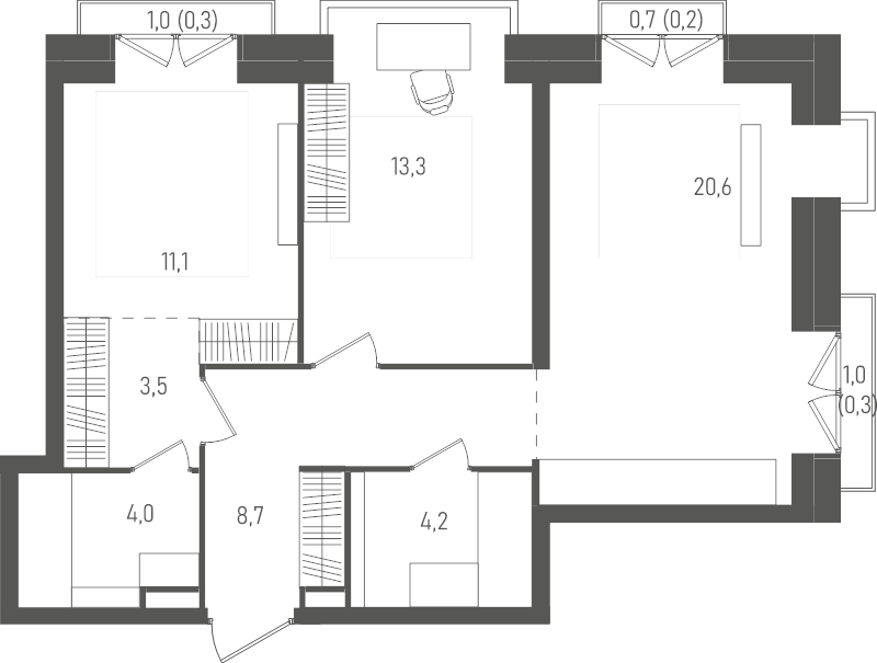 3 ккв (Евро) 66,2 м²