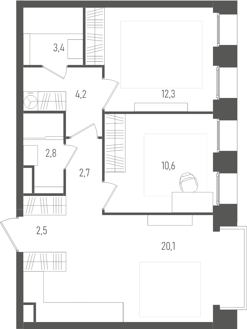3 ккв (Евро) 58,6 м²