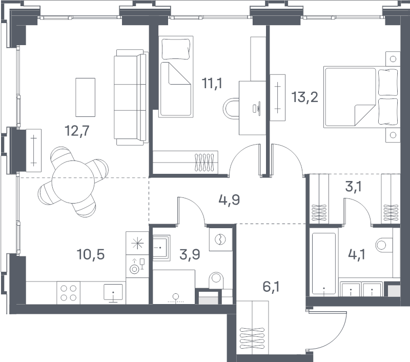 3 ккв (Евро) 69,6 м²