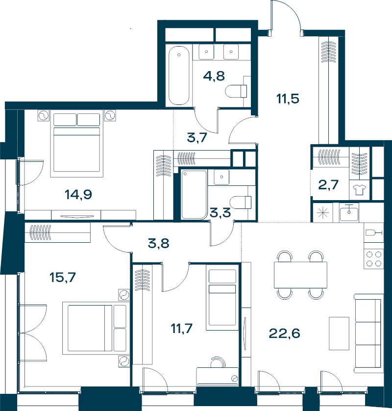 4 ккв (Евро) 130,1 м²