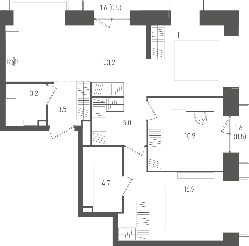 3 ккв (Евро) 78,4 м²