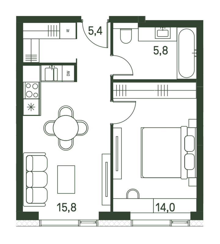 2 ккв (Евро) 41 м²