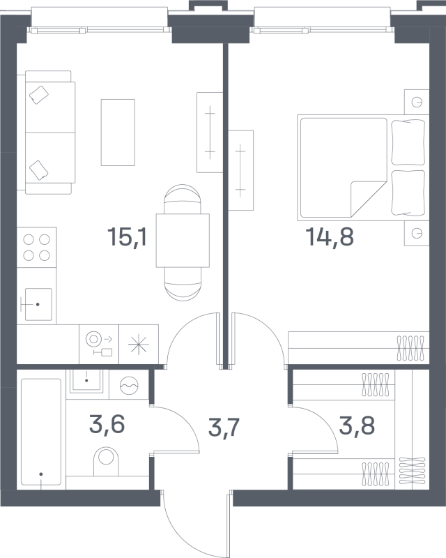 2 ккв (Евро) 41 м²