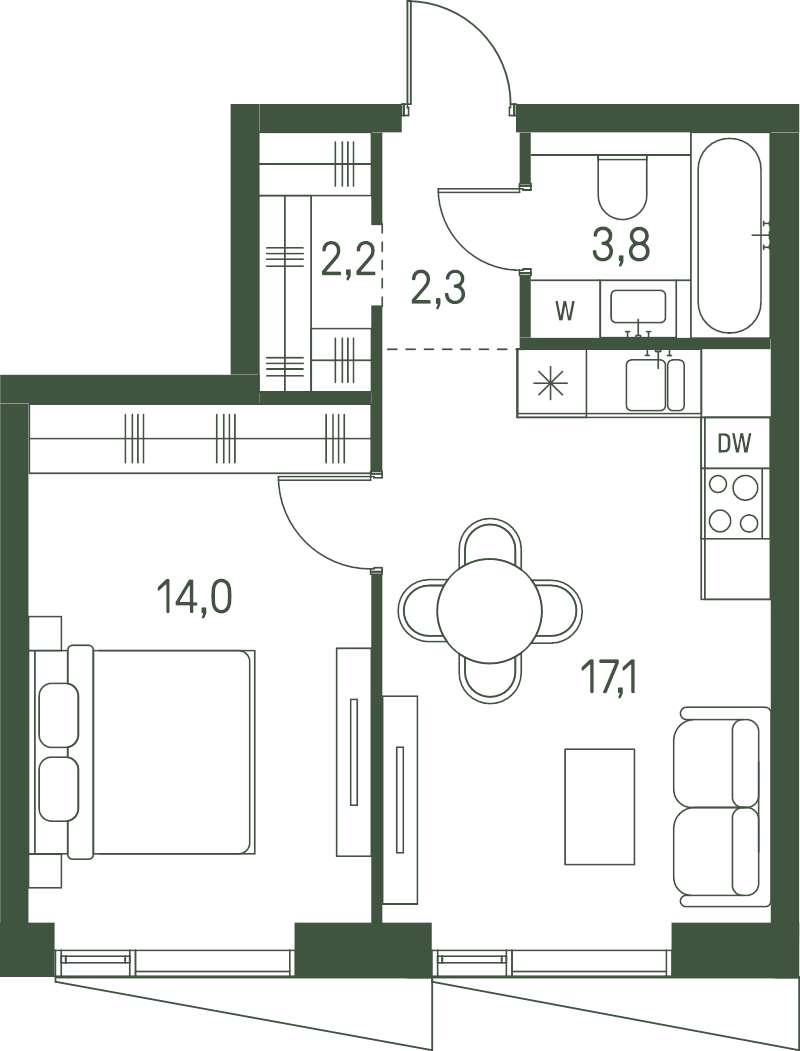 2 ккв (Евро) 39,4 м²