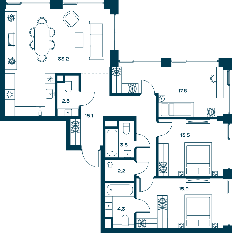 4 ккв (Евро) 114,1 м²