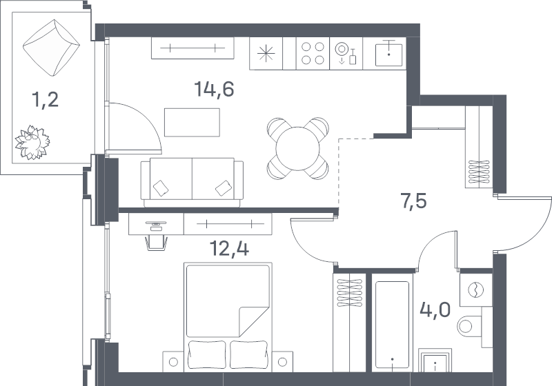 1 ккв 39,7 м²