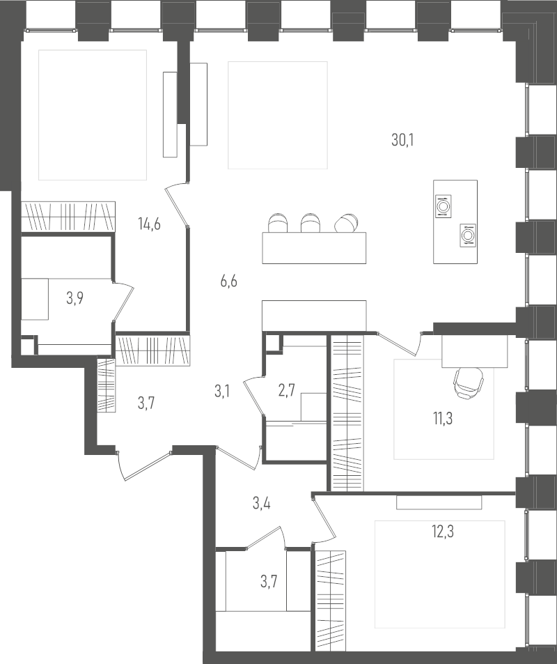 4 ккв (Евро) 95,4 м²
