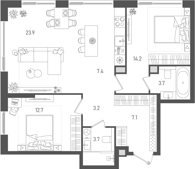 3 ккв (Евро) 76,2 м²