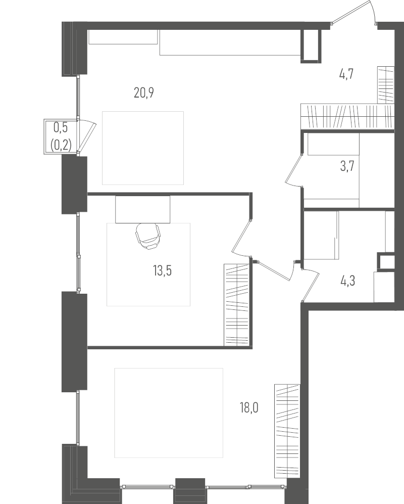 3 ккв (Евро) 65,3 м²