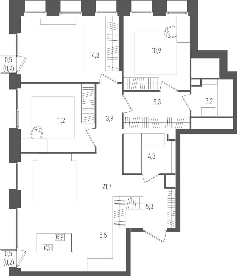 4 ккв (Евро) 86,5 м²