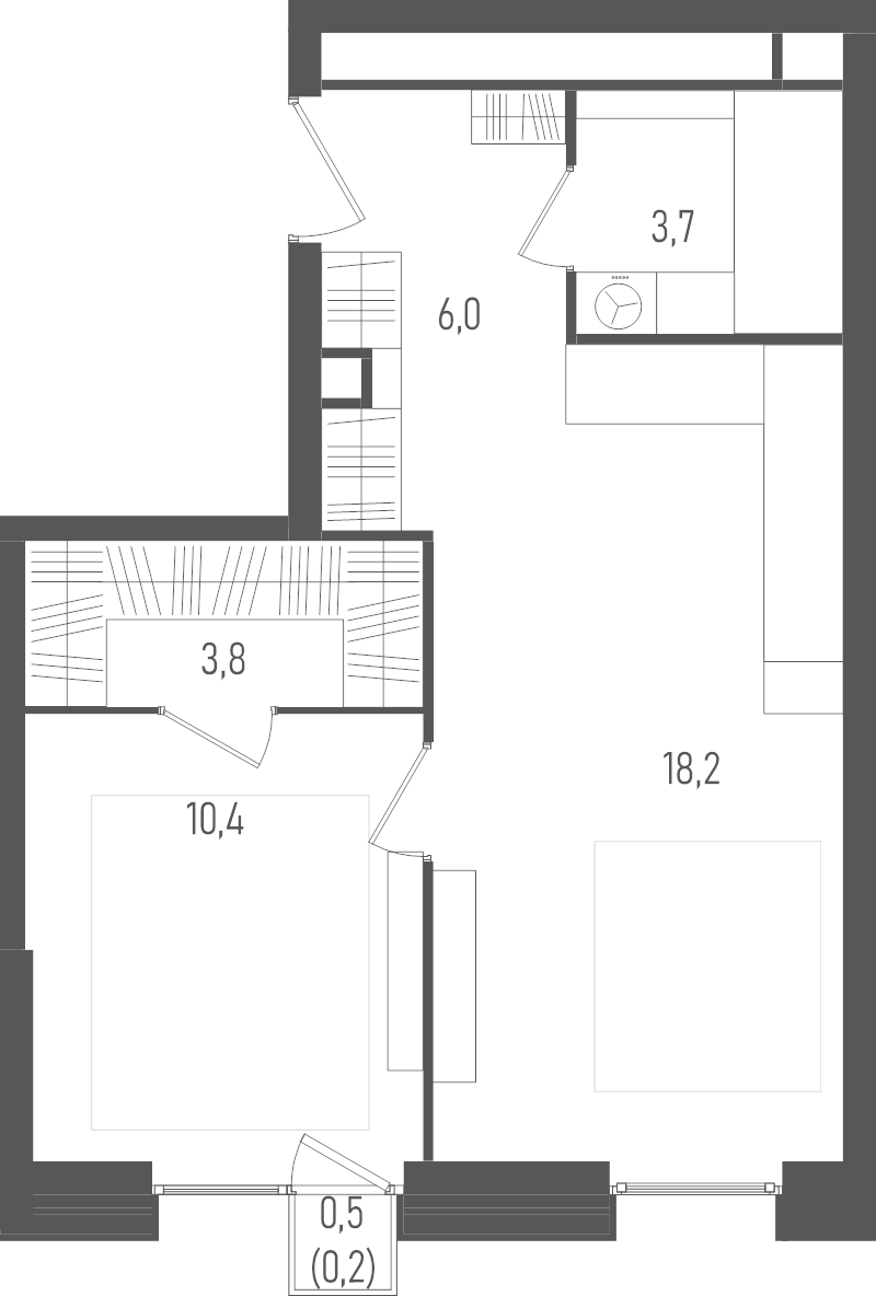 2 ккв (Евро) 42,3 м²
