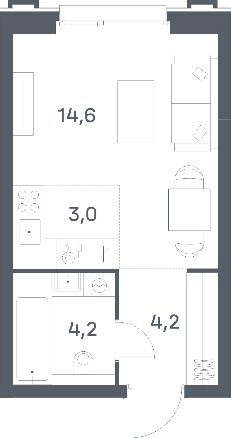 Студия 26 м²