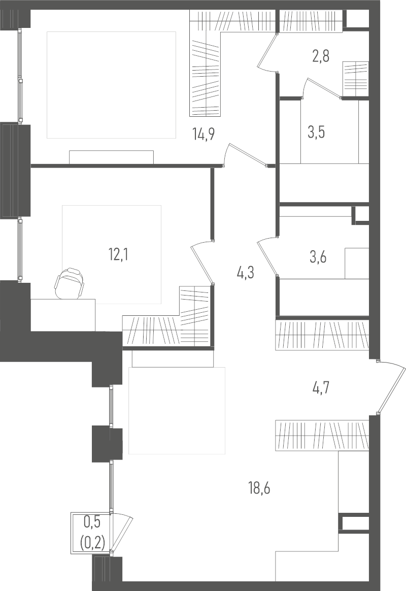 3 ккв (Евро) 64,7 м²