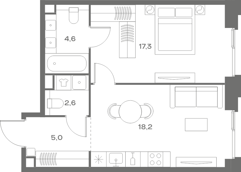 2 ккв (Евро) 47,7 м²