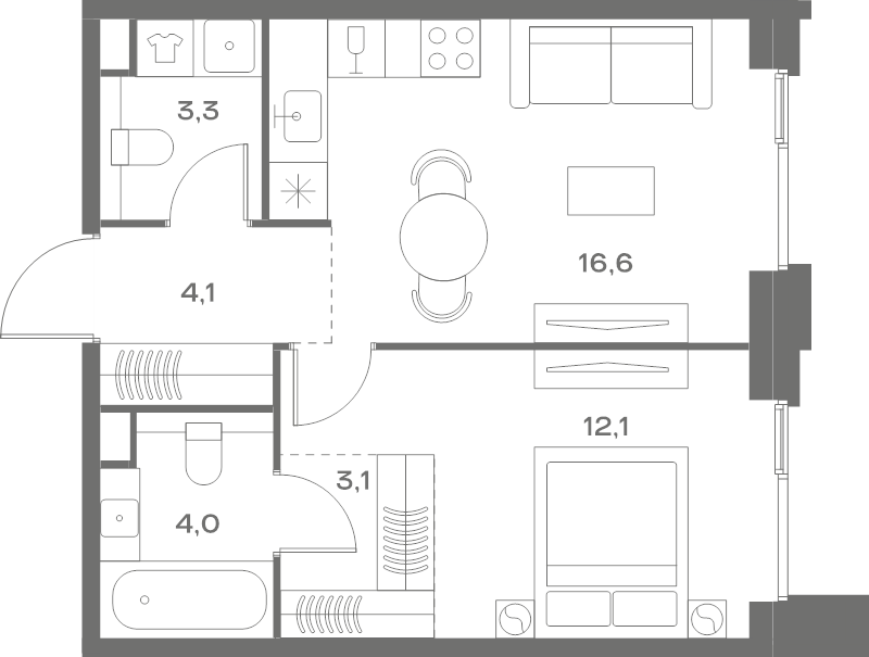 2 ккв (Евро) 43,2 м²