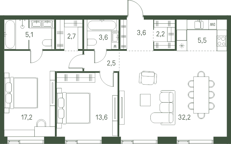3 ккв (Евро) 88,2 м²