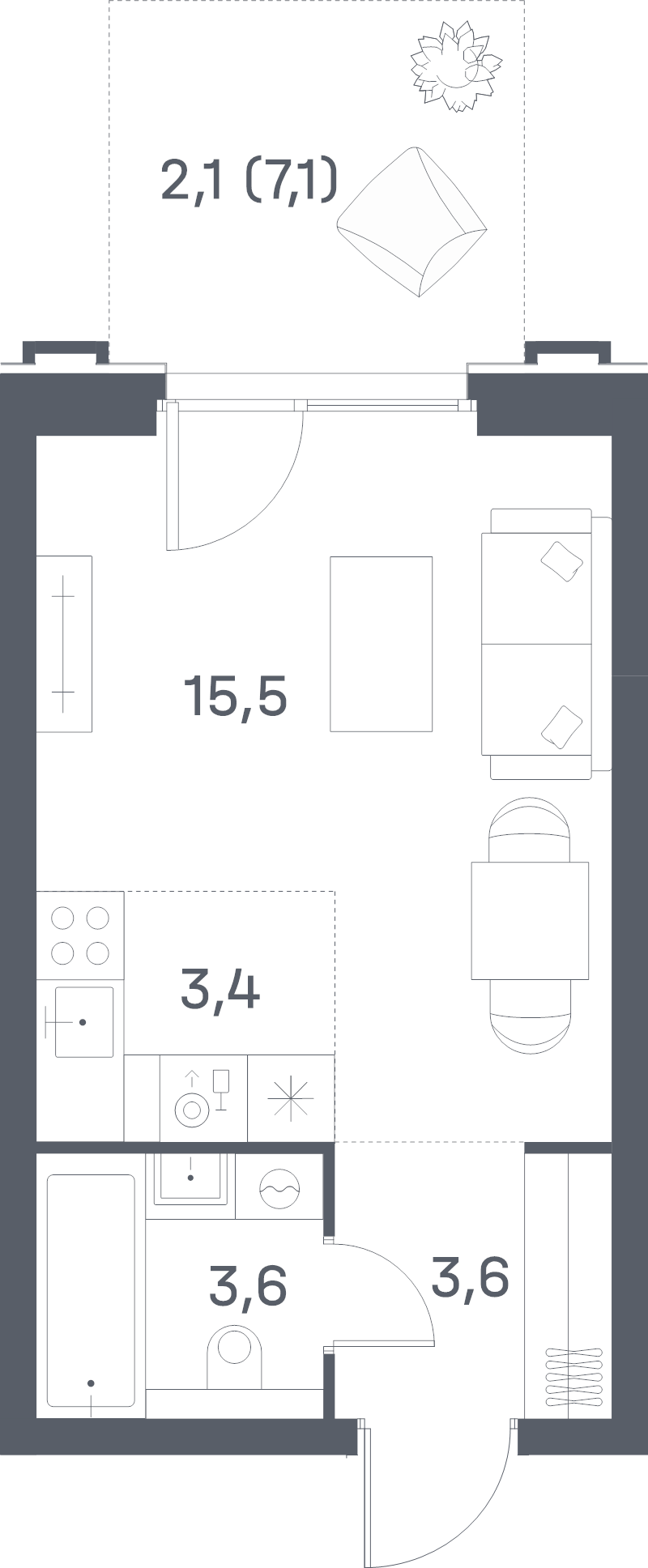 Студия 28,2 м²